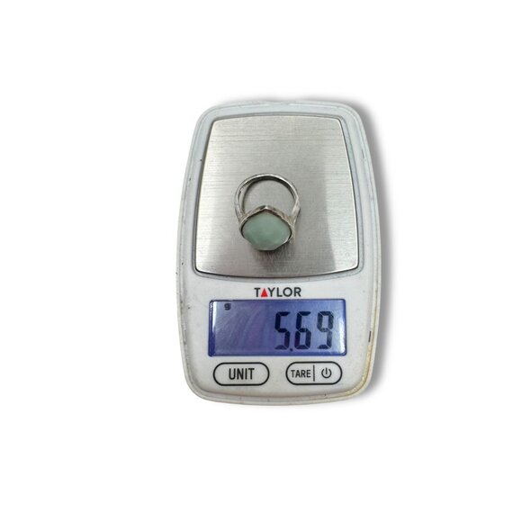 Milky Aquamarine Sterling Silver Teardrop Ring Size 8 Gemstone Jewelry - Picture 6 of 12